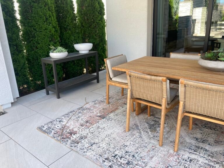 Patio furniture setup with outdoor living